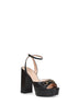 Black leather platform sandals with Horsebit