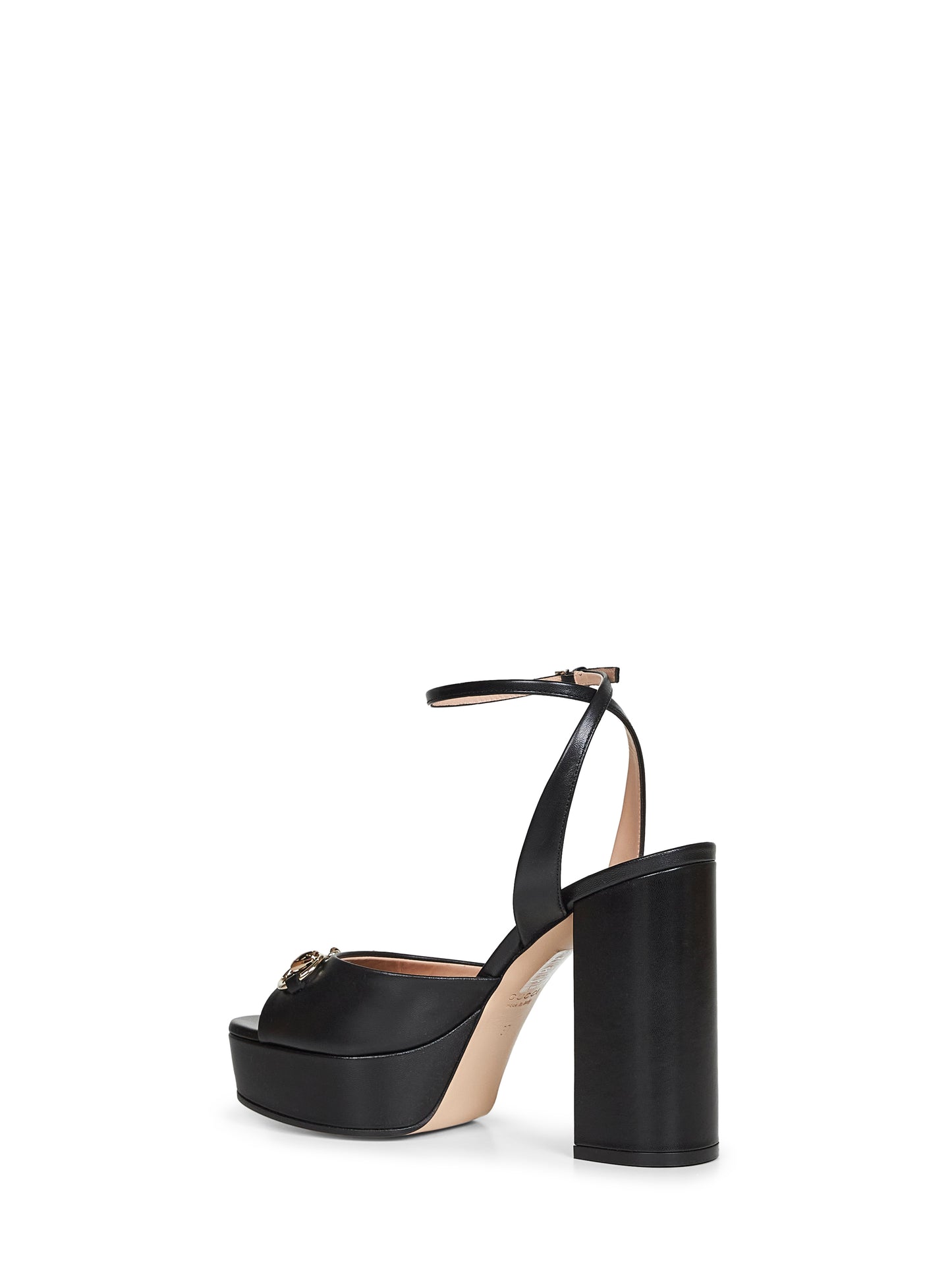 Black leather platform sandals with Horsebit