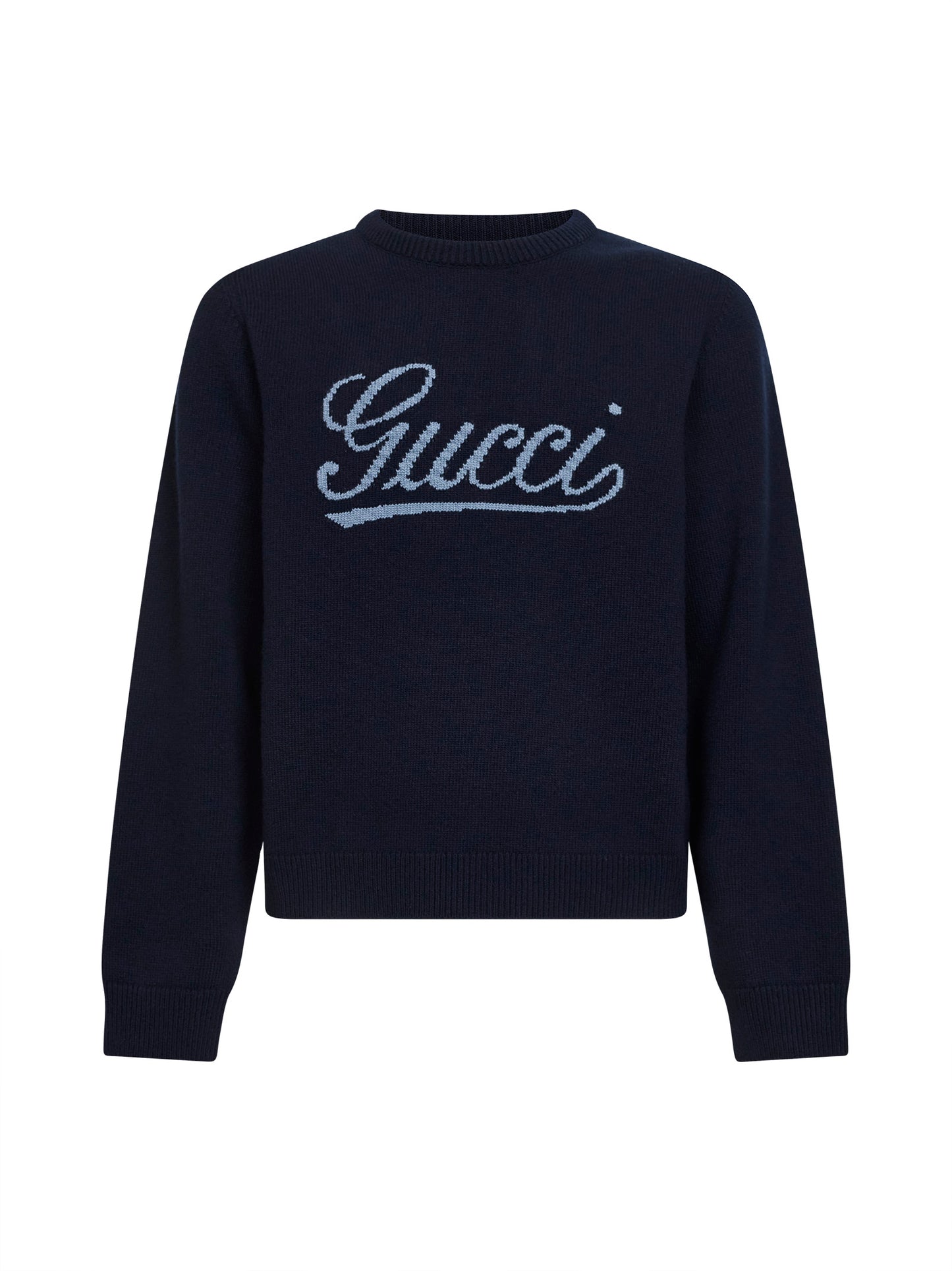 Maglione in lana blu scuro con intarsio