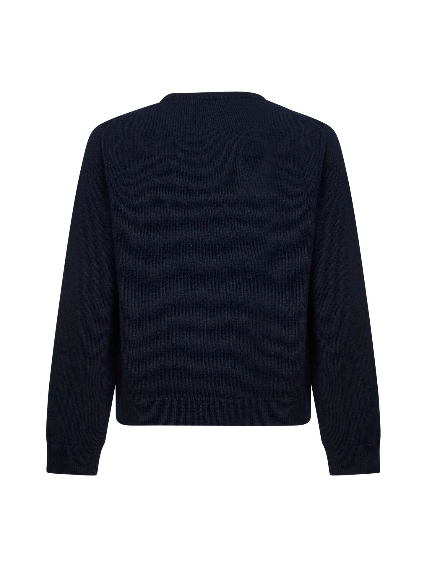 Maglione in lana blu scuro con intarsio