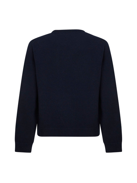Dark blue wool intarsia sweater
