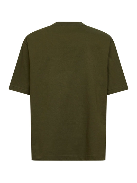 Forest green cotton jersey embroidered T-shirt