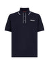 Polo in piquet di cotone blu navy con ricamo