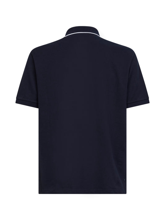 Polo in piquet di cotone blu navy con ricamo