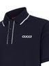 Polo in piquet di cotone blu navy con ricamo