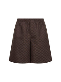 Brown linen blend GG canvas shorts