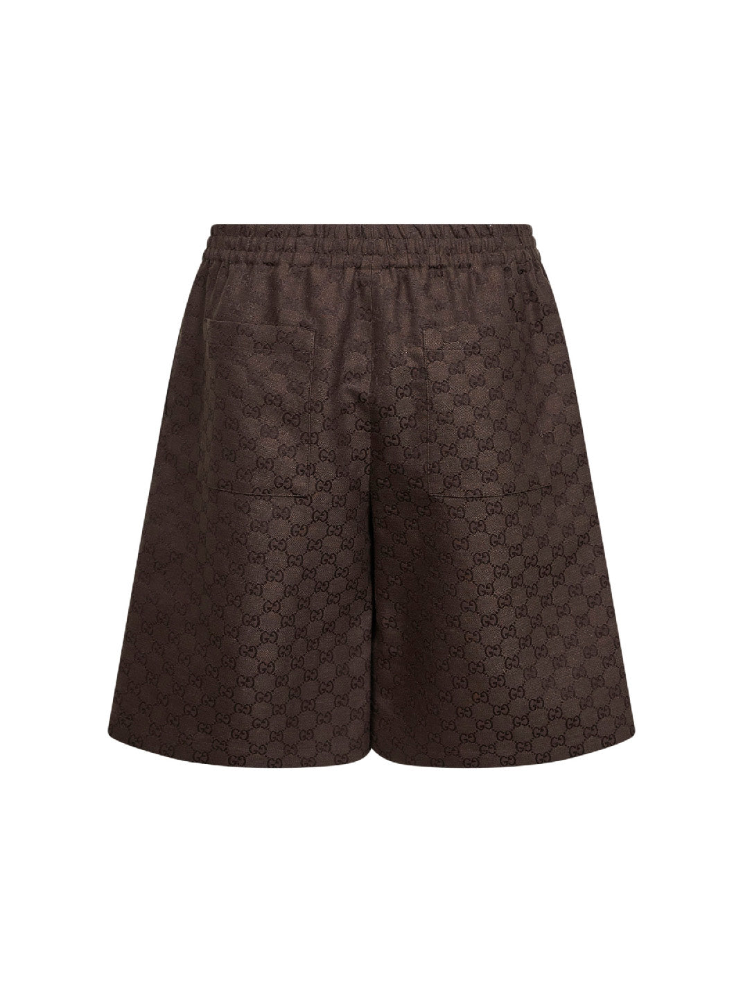 Shorts in tessuto GG di misto lino marrone