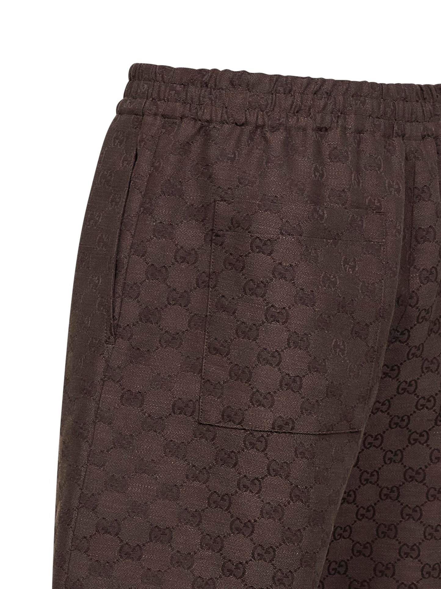 Shorts in tessuto GG di misto lino marrone