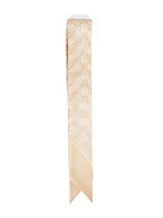 White and ivory lamé GG-print silk ribbon