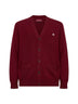 Cardigan in lana e cashmere bordeaux con ricamo