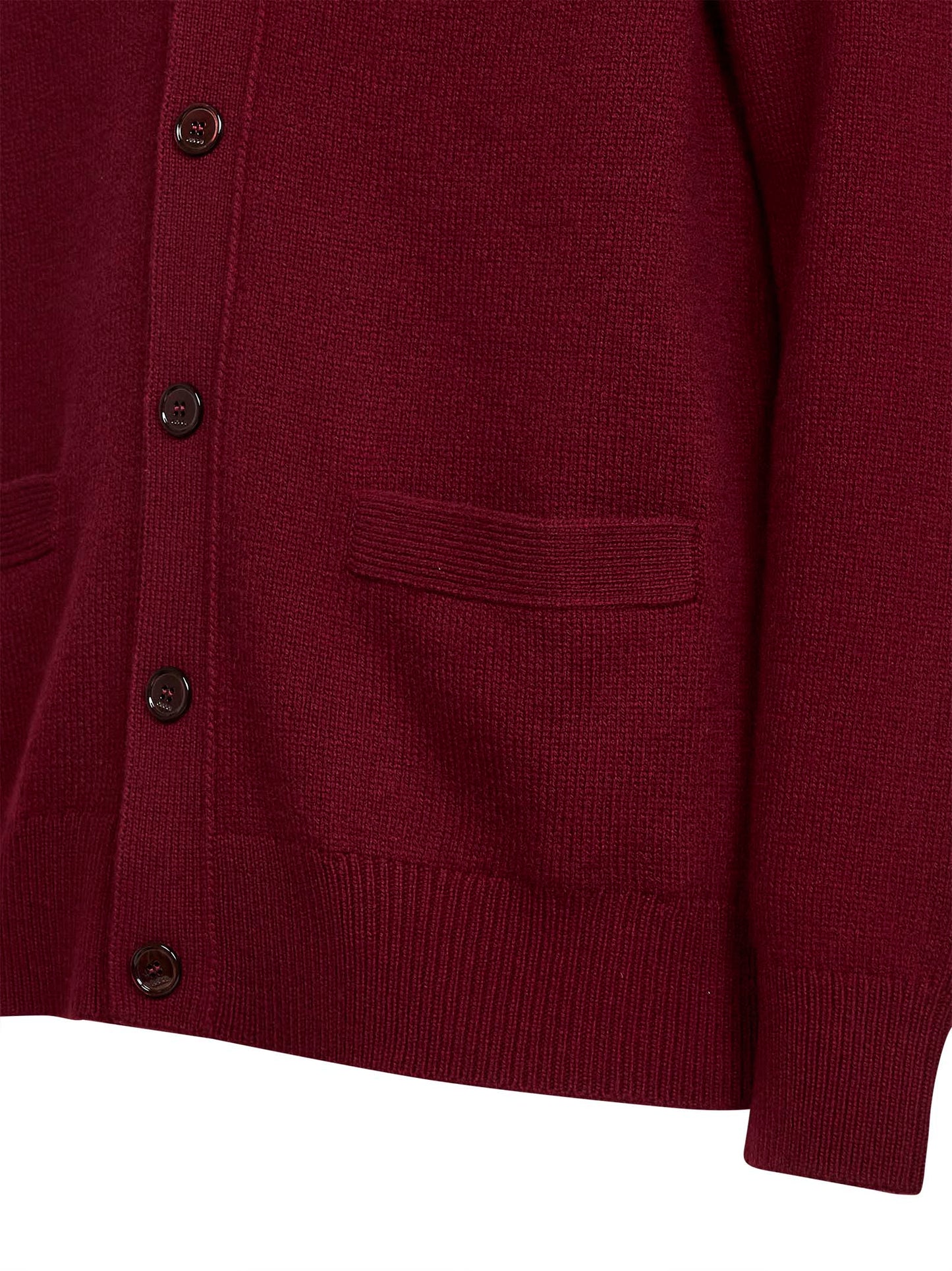 Cardigan in lana e cashmere bordeaux con ricamo