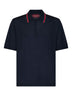 Polo in maglia di lana blu scuro con motivo Web