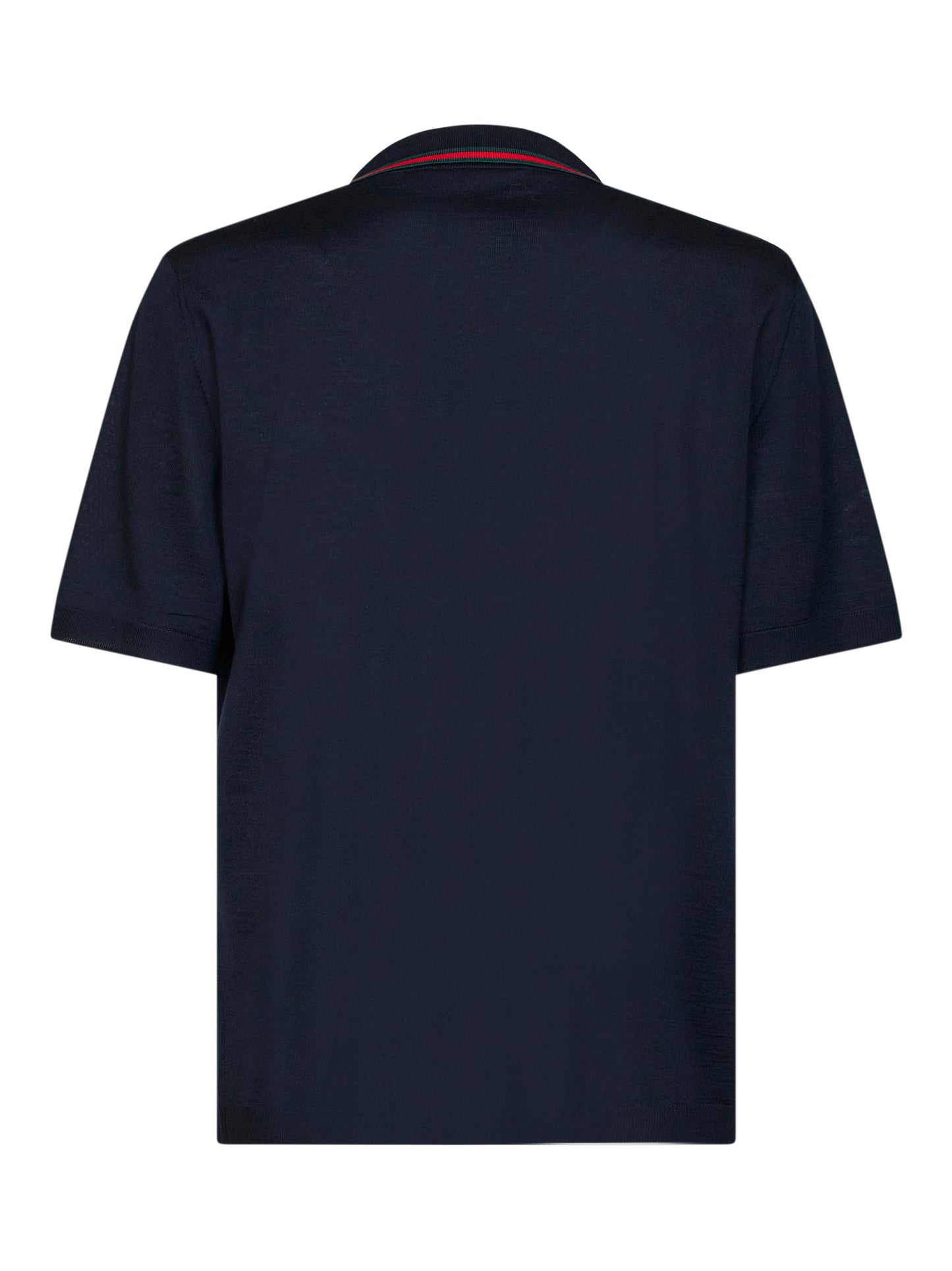 Polo in maglia di lana blu scuro con motivo Web
