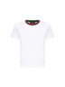 T-shirt in jersey di cotone bianco con finiture Web