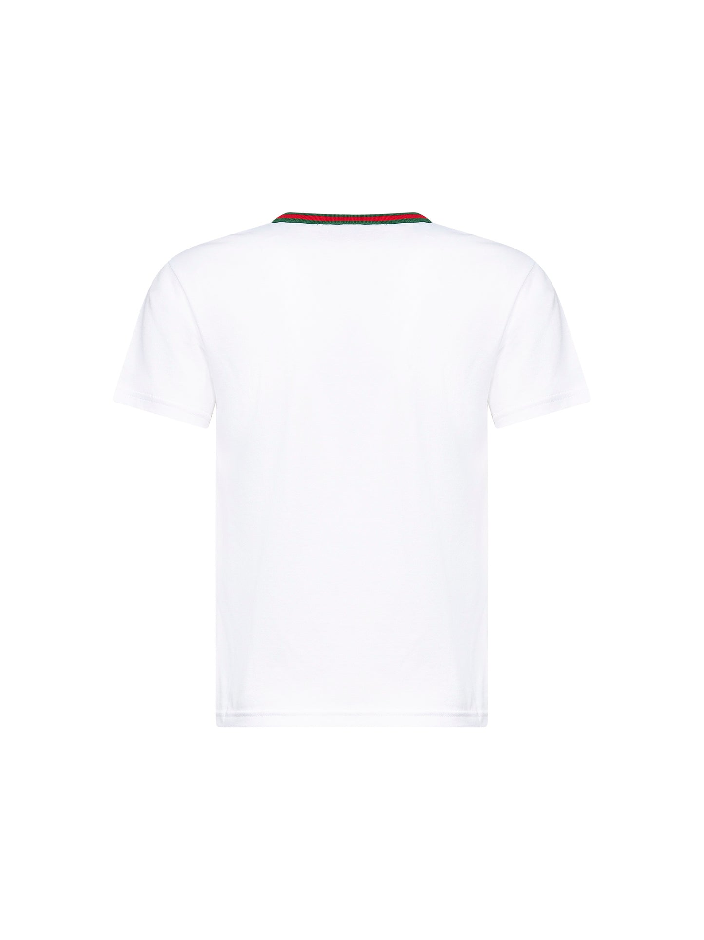T-shirt in jersey di cotone bianco con finiture Web