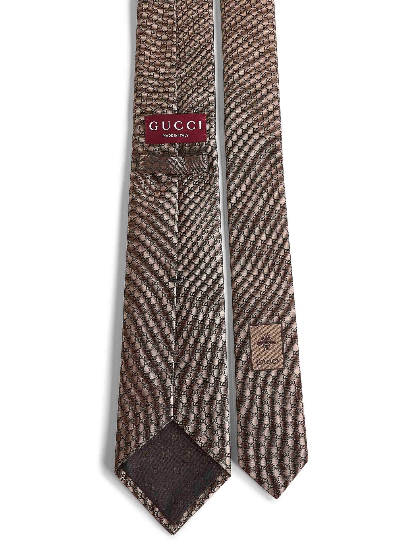 Brown GG jacquard silk tie