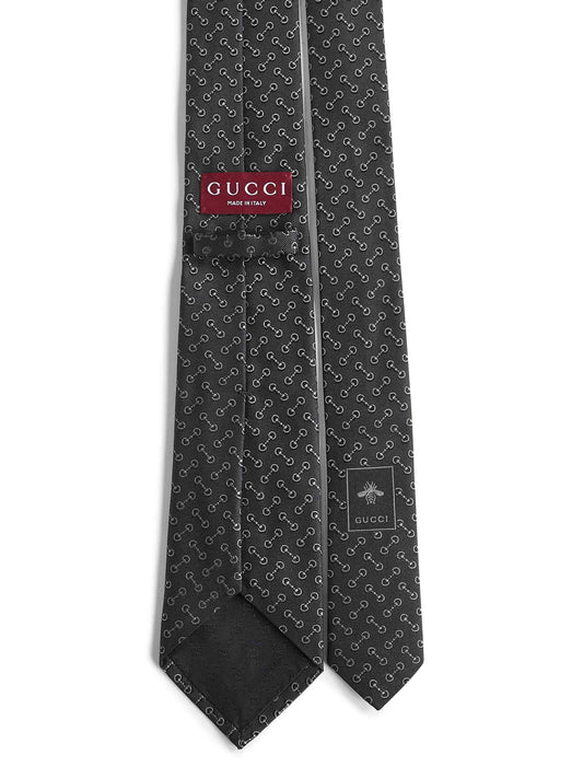 Cravatta in seta jacquard con Morsetto nera