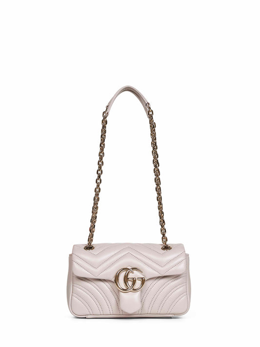 Light grey GG Marmont small shoulder bag