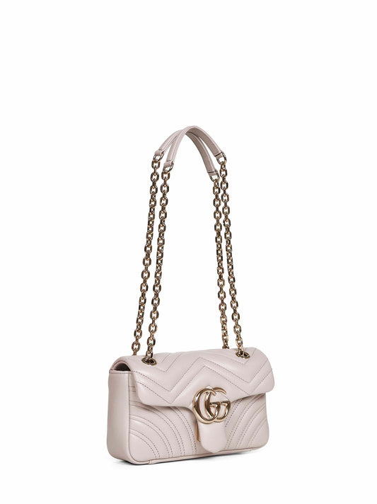 Light grey GG Marmont small shoulder bag