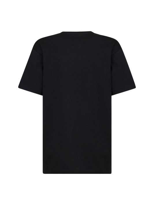 Black cotton jersey embroidered T-shirt