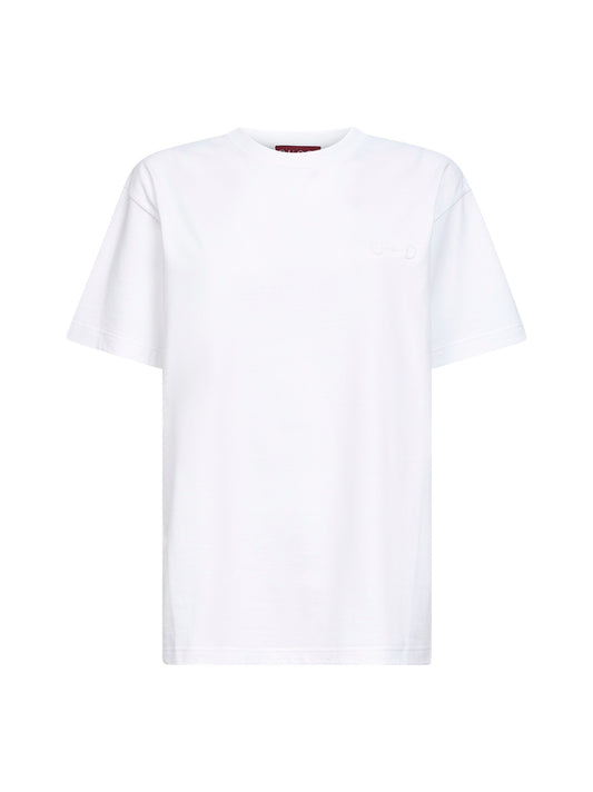 T-shirt in jersey di cotone bianco con ricamo