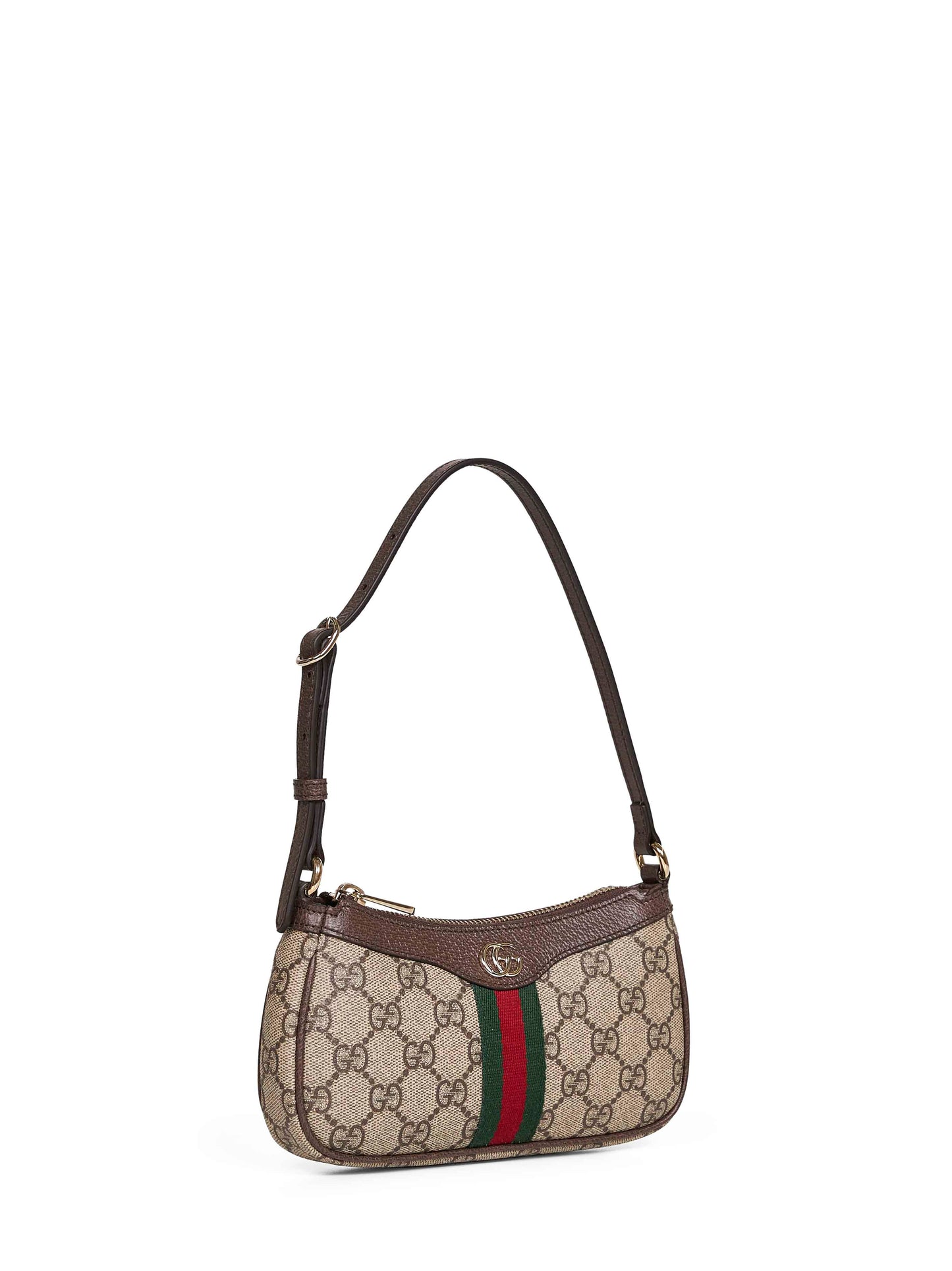 Mini borsa a spalla Ophidia beige e marrone scuro