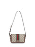 Borsa a spalla mini Ophidia beige e marrone scuro