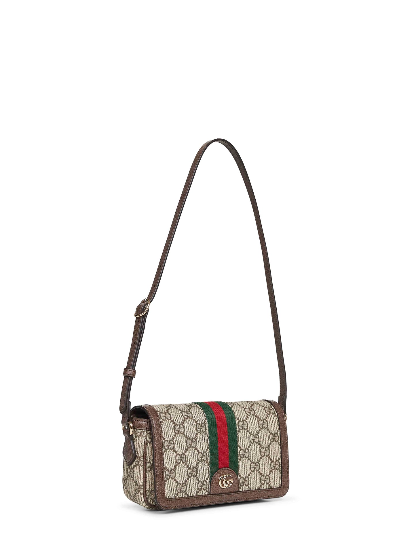 Borsa a spalla mini Ophidia beige e marrone scuro