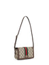 Borsa a spalla mini Ophidia beige e marrone scuro