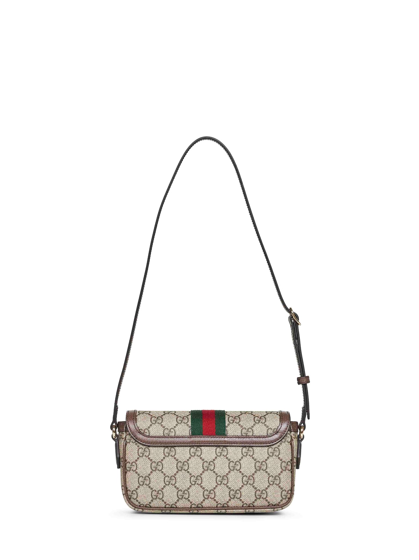 Borsa a spalla mini Ophidia beige e marrone scuro