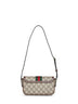 Borsa a spalla mini Ophidia beige e marrone scuro