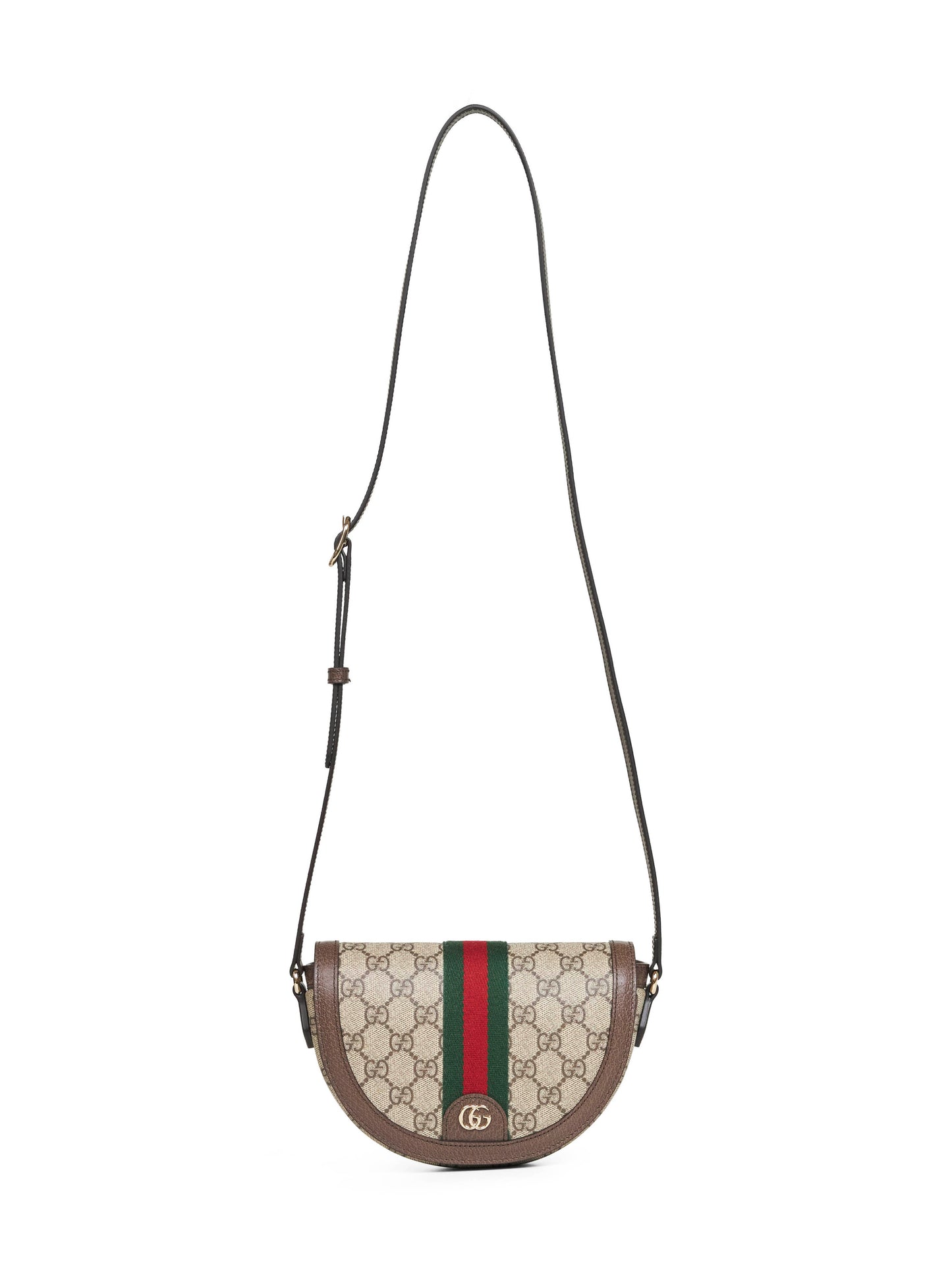 Borsa a spalla Ophidia piccola beige e marrone scuro