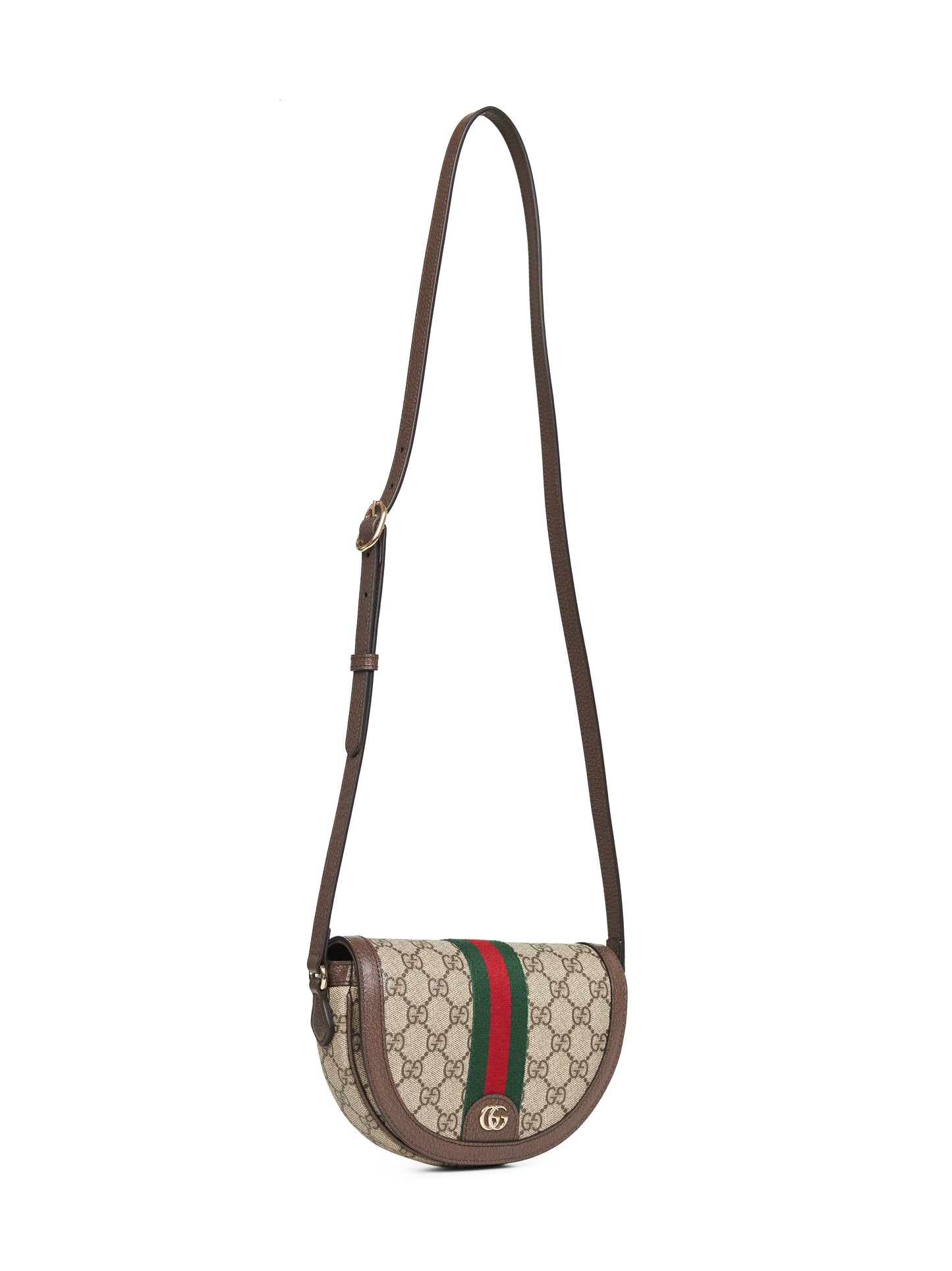 Borsa a spalla Ophidia piccola beige e marrone scuro