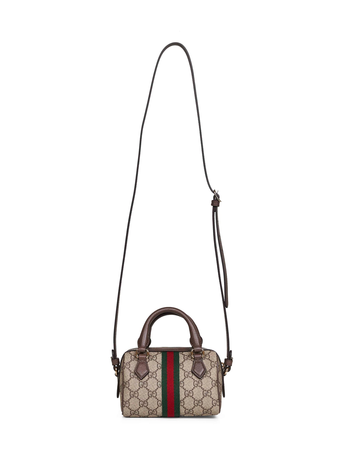 Beige and dark brown Ophidia mini boston bag