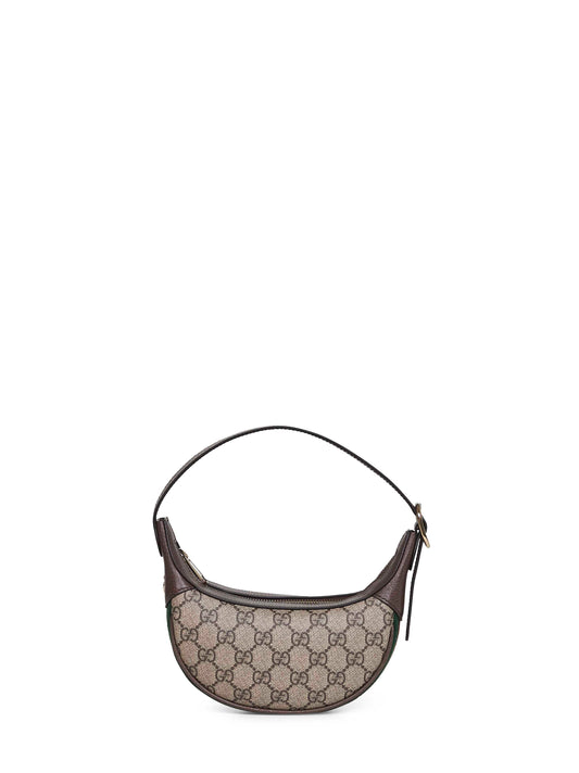 Beige and dark brown Ophidia small shoulder bag