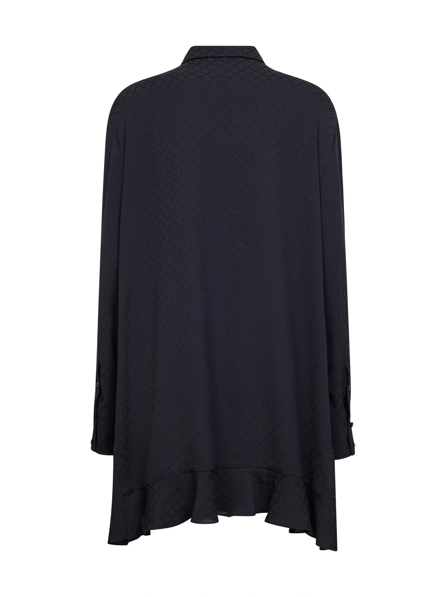 Miniabito chemisier in misto seta jacquard blu scuro