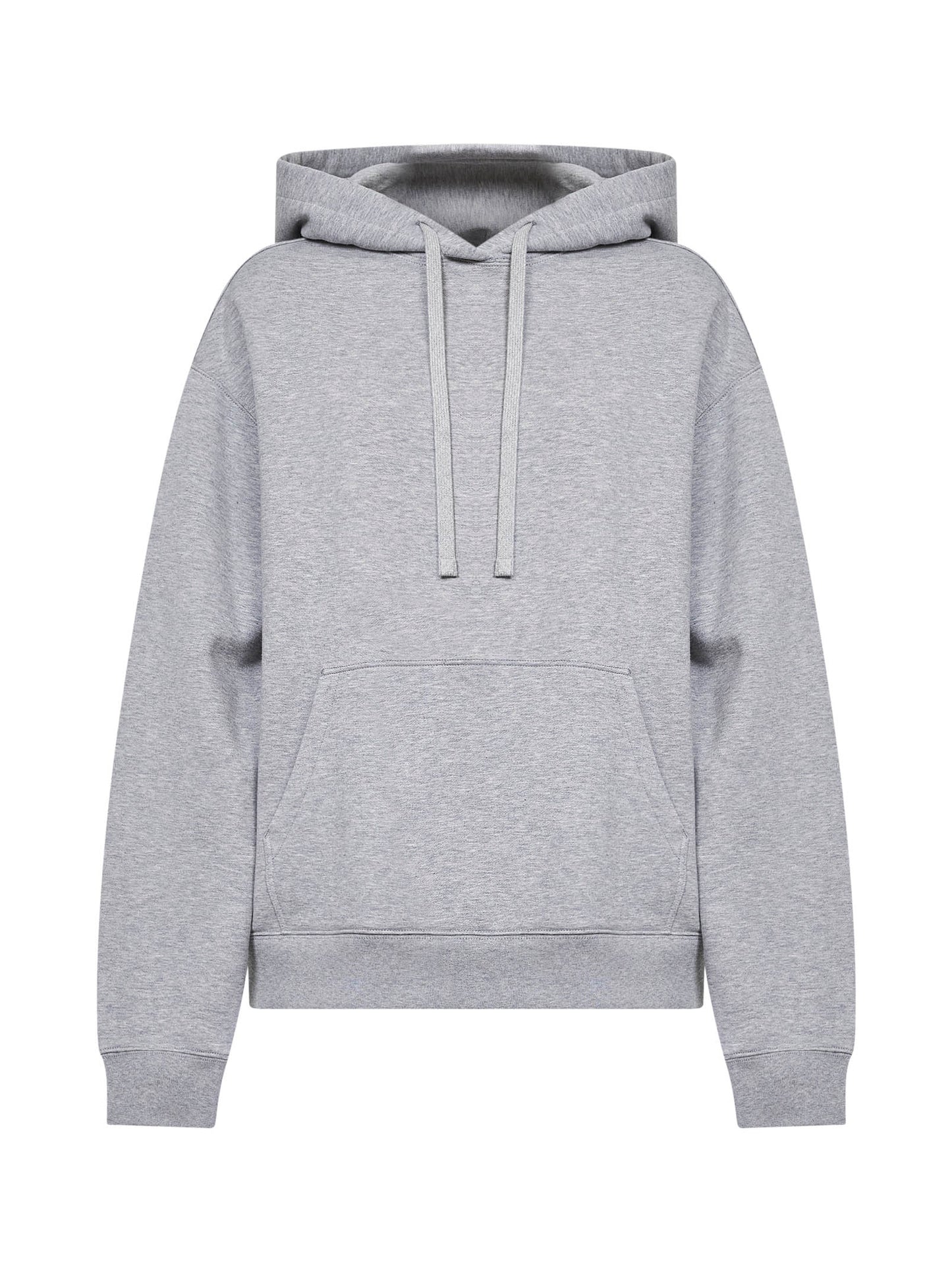 Felpa con cappuccio in cotone grigio con inserto a pieghe