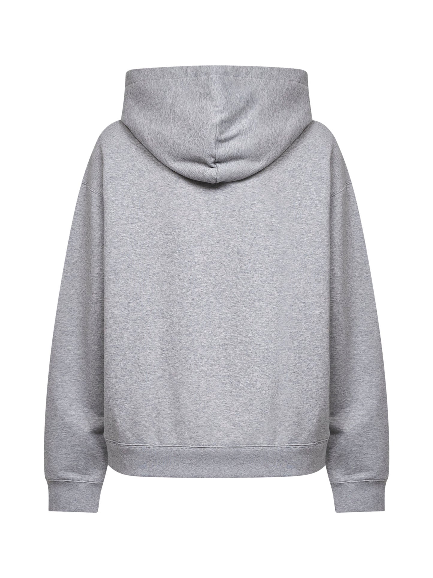 Felpa con cappuccio in cotone grigio con inserto a pieghe