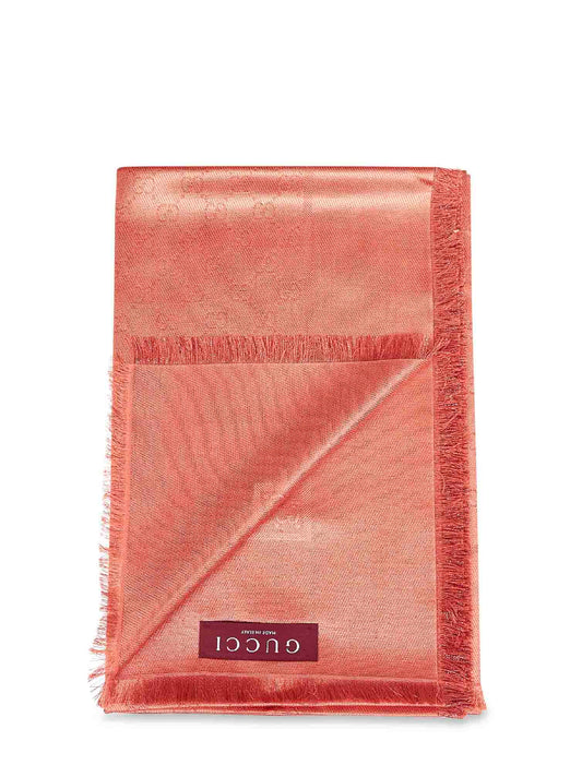 Scialle in lana e seta GG lamé arancione