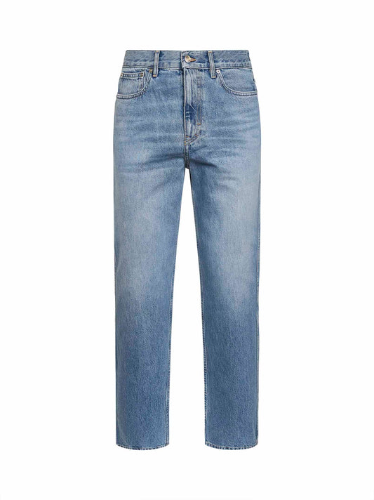 Light blue cotton denim slim-fit jeans