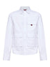 Camicia in popeline di cotone bianco con tasche applicate