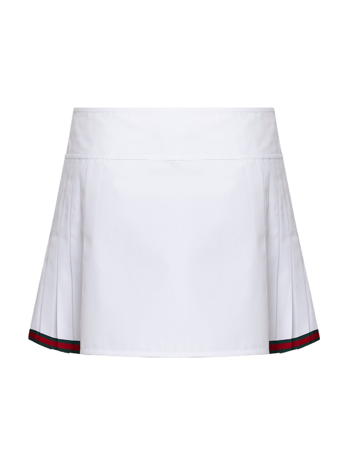 Minigonna a pieghe in popeline bianco con Web