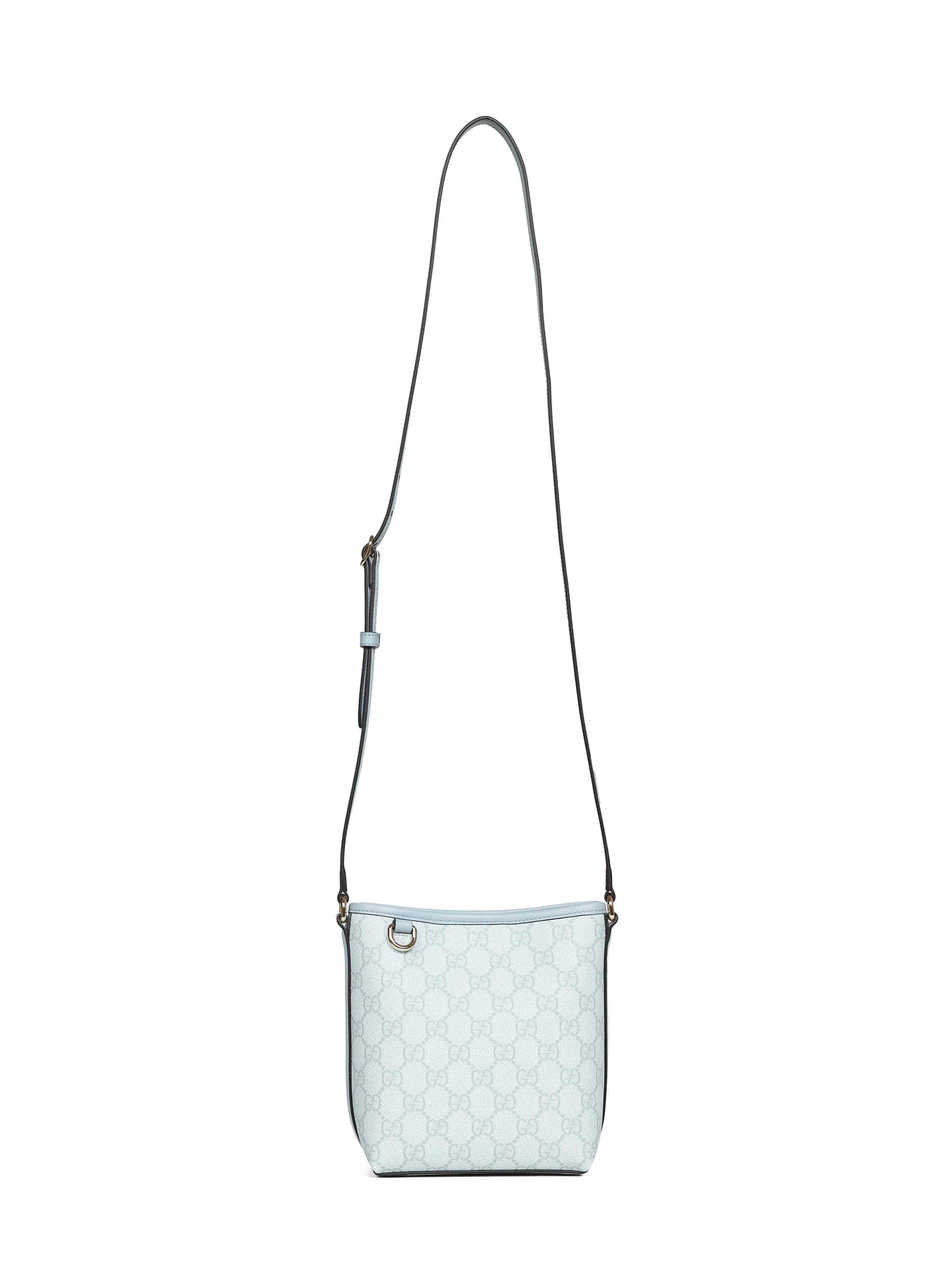 Micro borsa a secchiello GG Emblem azzurra
