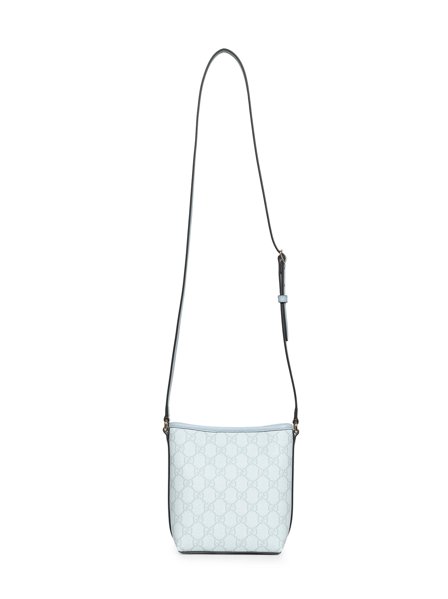 Micro borsa a secchiello GG Emblem azzurra