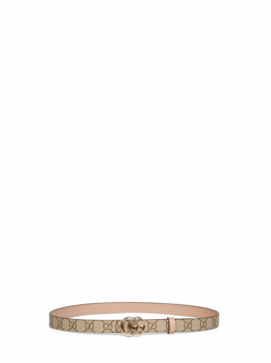 Beige and pink GG Marmont reversible thin belt