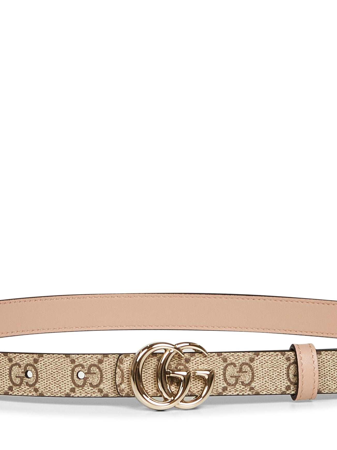 Beige and pink GG Marmont reversible thin belt