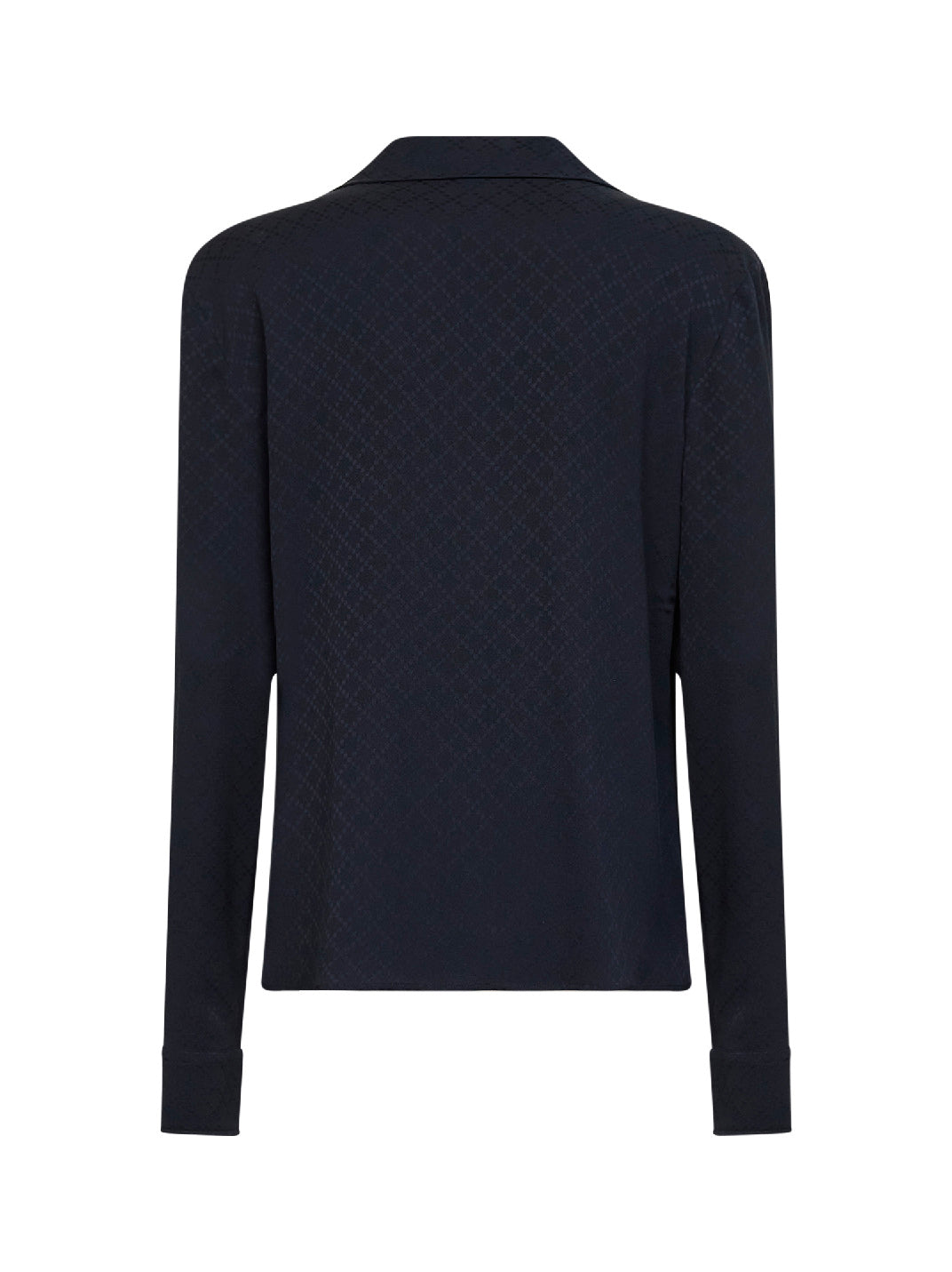 Camicia in viscosa e seta jacquard blu scuro
