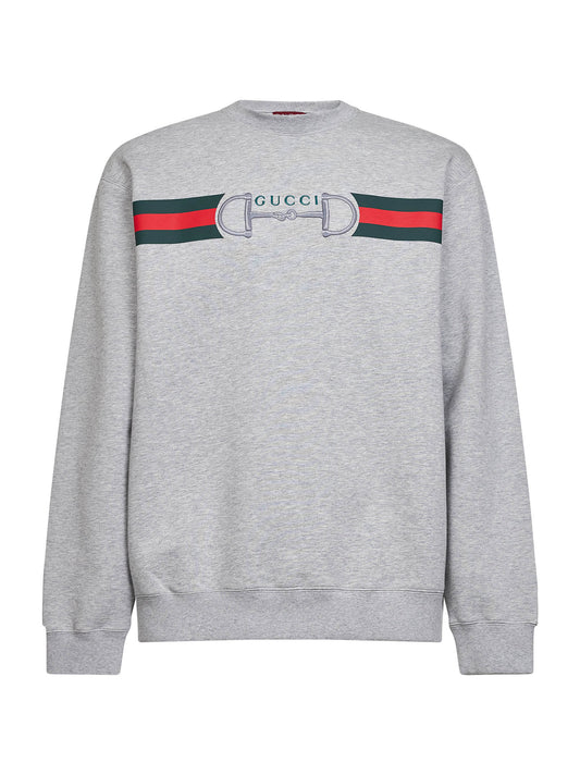 Melange grey cotton printed sweatshirt