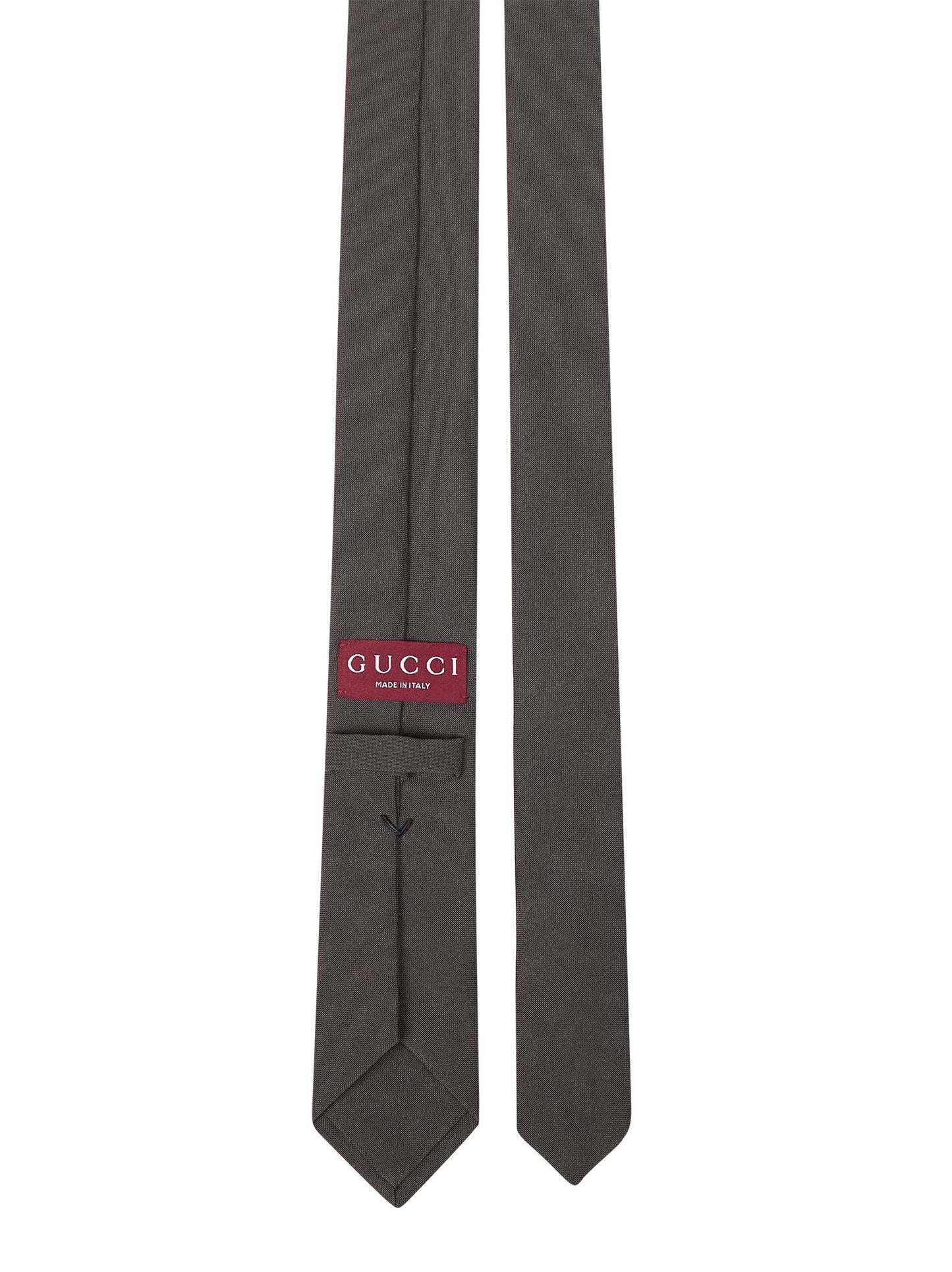 Brown crepe-effect fabric slim tie