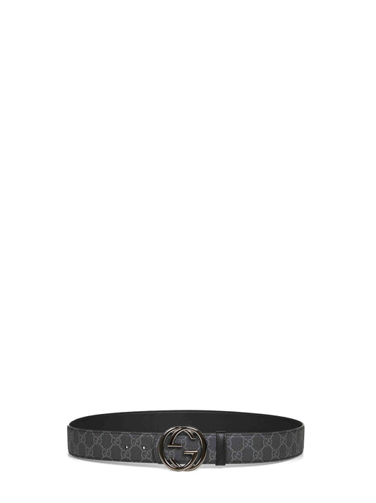Cintura reversibile nera con fibbia Incrocio GG